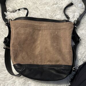 Stylish Tan and Black Women’s crossbody/ mini backpack